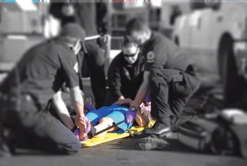 Slishman Traction Splint - STS applied on a person