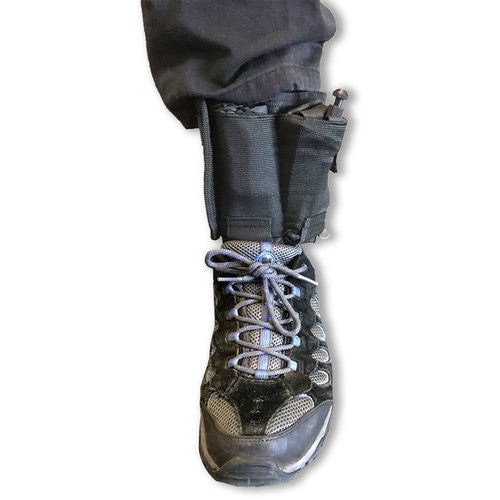 Rescue Essentials Tactical Ankle Medical Kit by rescue essentials shown with medical products in it mounted on an ankle front view