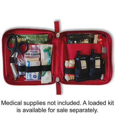 Medical Components shown for demonstration purposes. Pouch does not include medical supplies. 
