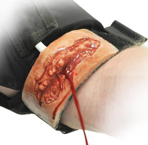Tourniquet Trainer by TrueClot close up of knife wound
