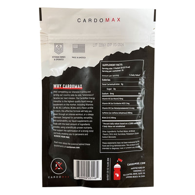 CardoMax Energy Intensifier, back of packaging 