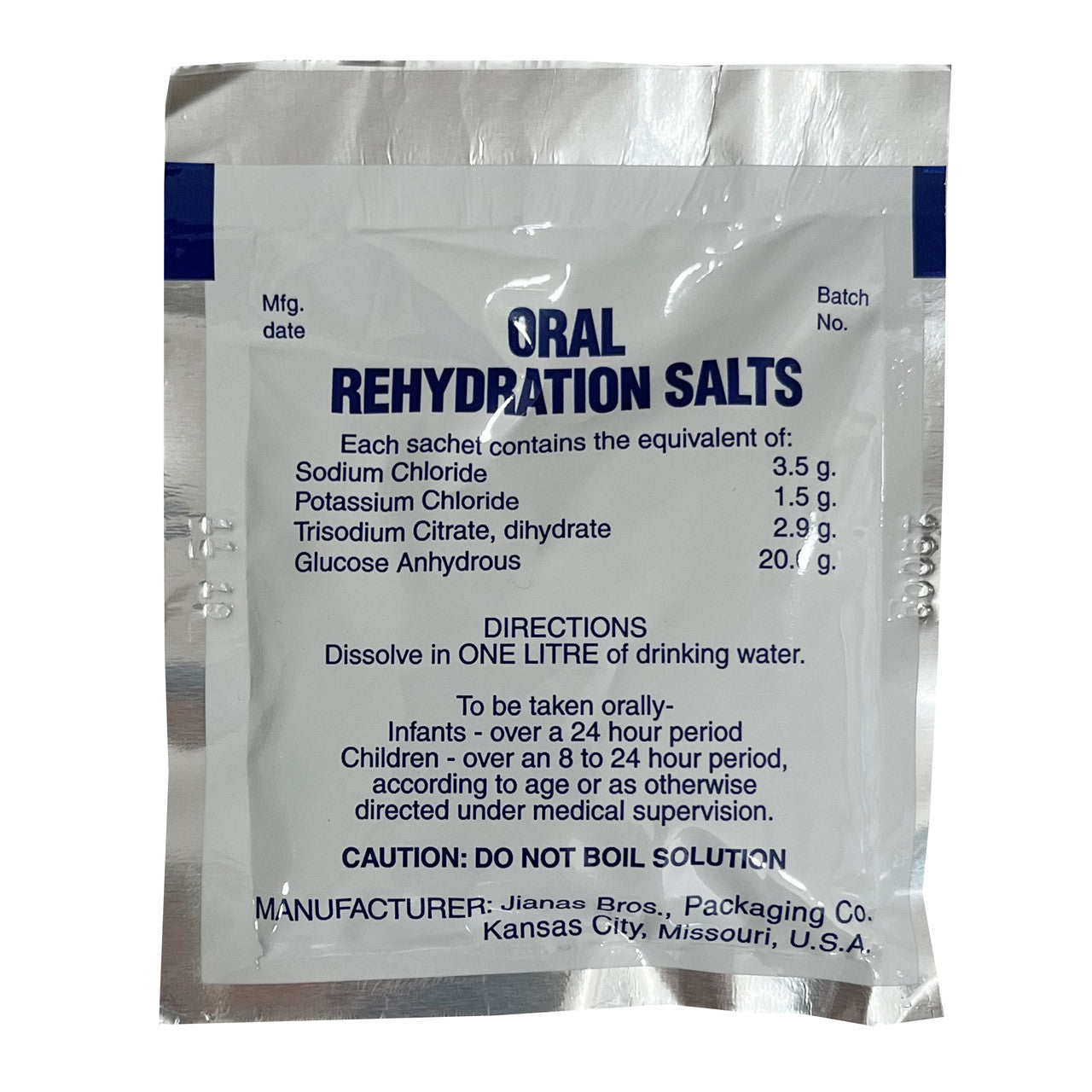 Jianas Brothers Oral Rehydration Salts in package, front