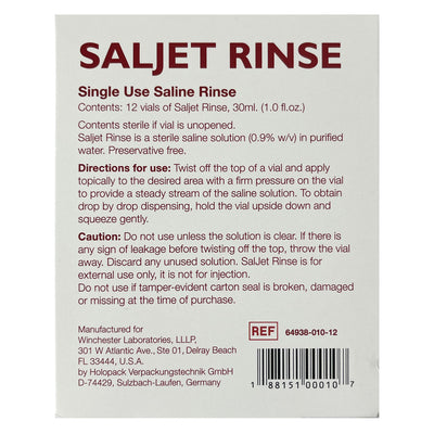 Saljet Rinse 0.9% Sterile Saline Solution (12-Pack)
