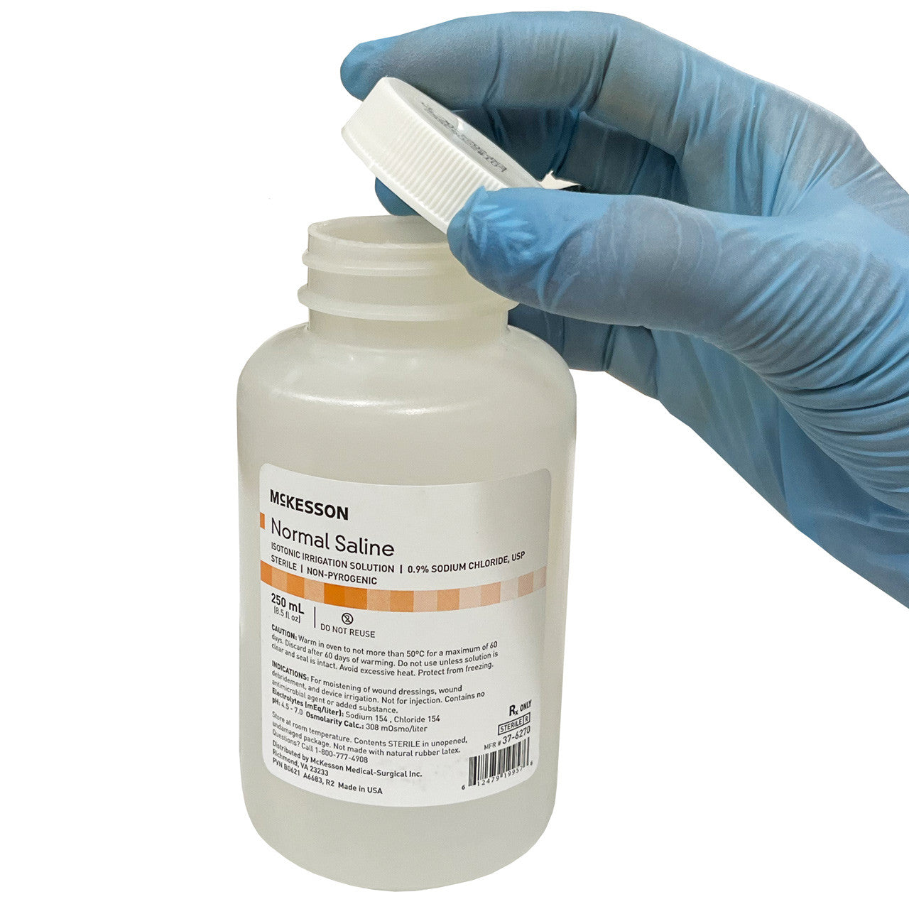 Saline Solution for Irrigation, open bottle