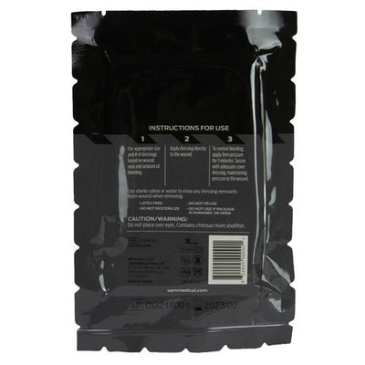 Chito-SAM™ 100 - 3" X 6', Z-Fold Hemostatic- back of packaging 