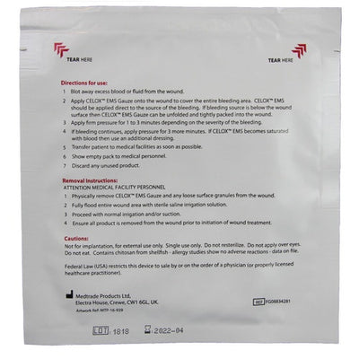 Celox 8" x 8", packaged (back)