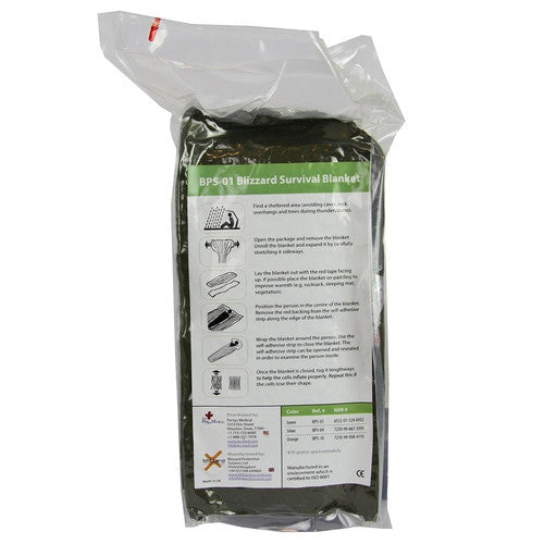 Blizzard Survival Blanket by PerSys Medical in packaging