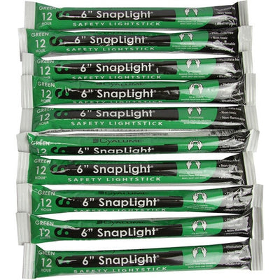 Cyalume 6" Light Sticks, 10 green sticks