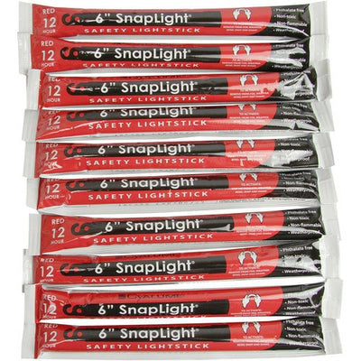 Cyalume 6" Light Sticks, 10 red sticks