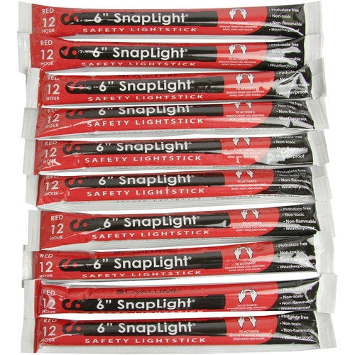Cyalume 6" Light Sticks, 10 red sticks
