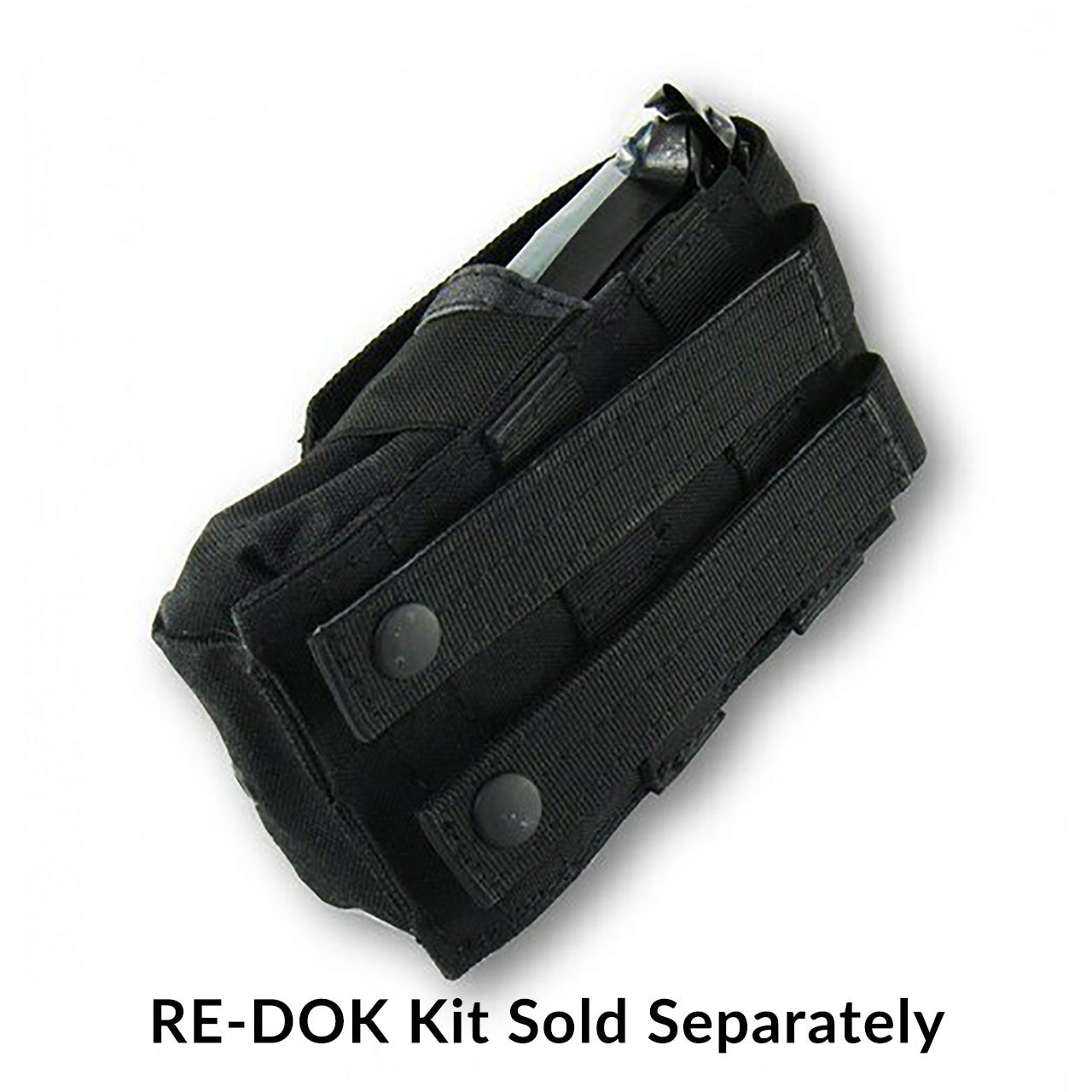 RE-DOK kit in M14 Single Mag Pouch, black, back with MOLLE straps