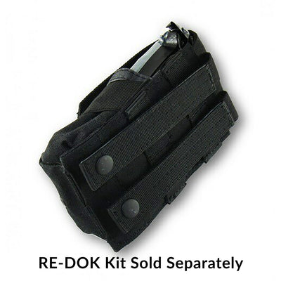 RE-DOK kit in M14 Single Mag Pouch, black, back with MOLLE straps