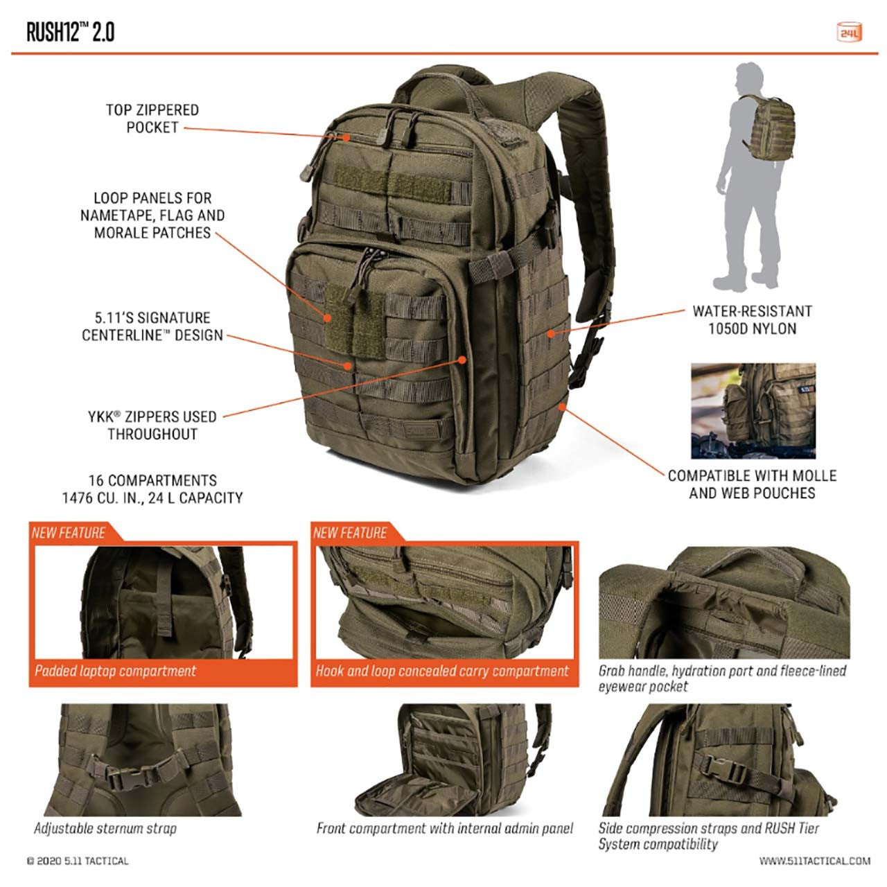 5.11 RUSH 12 BACKPACK - TACTICAL BLACK – Rescue Essentials