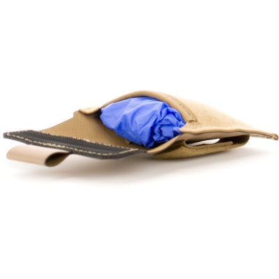 Tan Glove Pouch, open with gloves