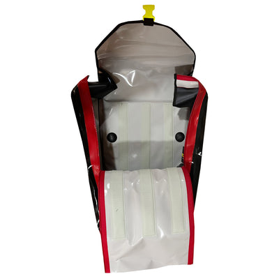Red PAX bicycle bag, open
