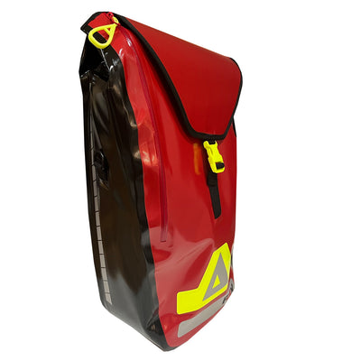 Red PAX bicycle bag, side view