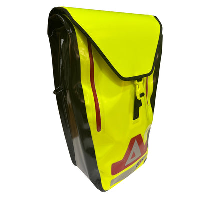 Yellow PAX bicycle bag, side view