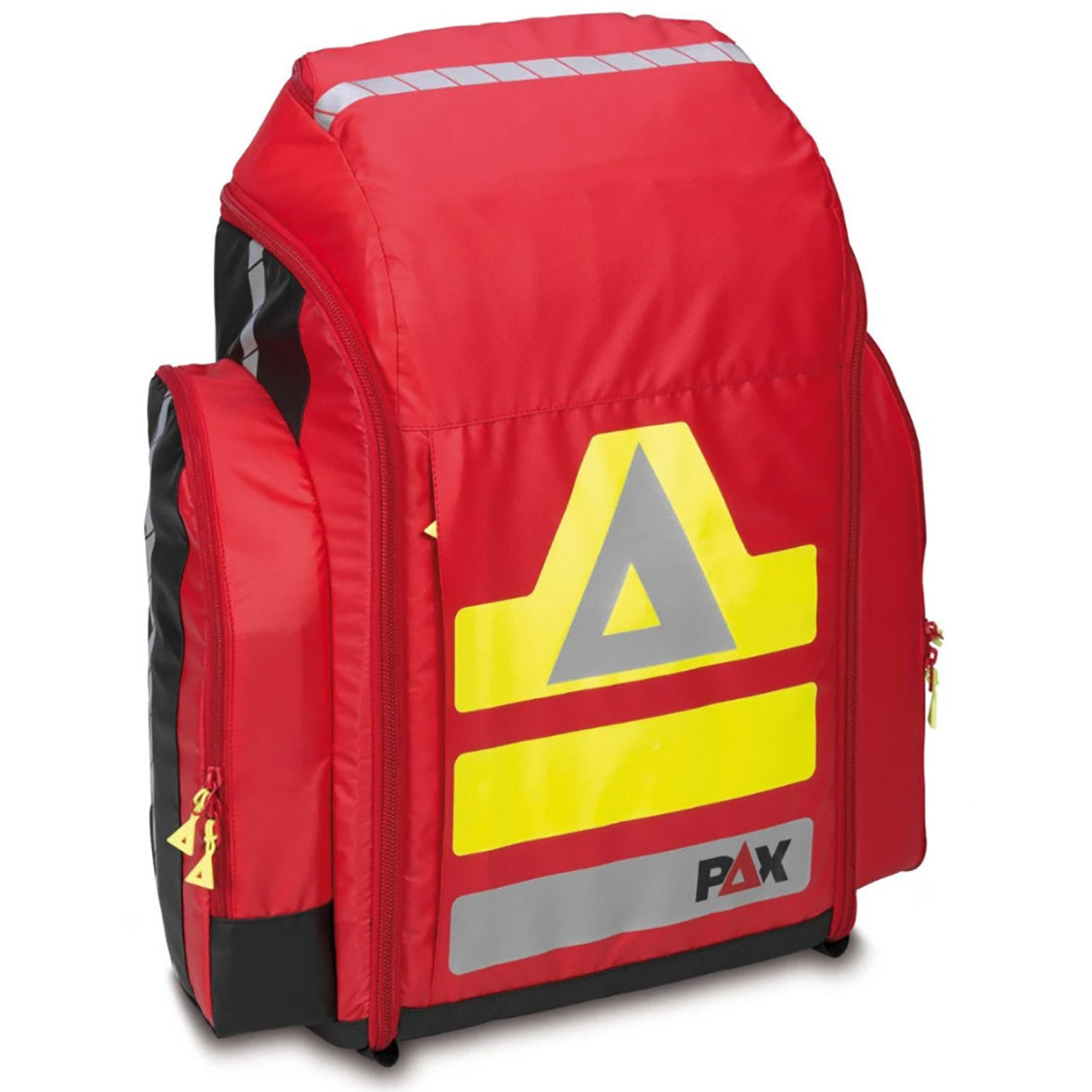 PAX Flight Medic red backpack, front view, closed. 
