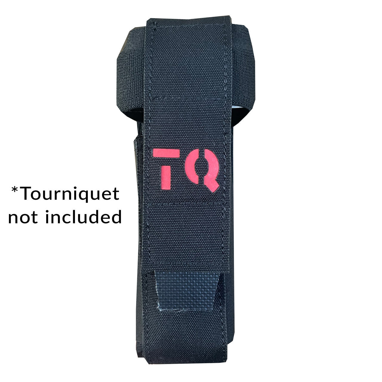 Black Universal Tourniquet Holder Gen2, Front with tourniquet 
