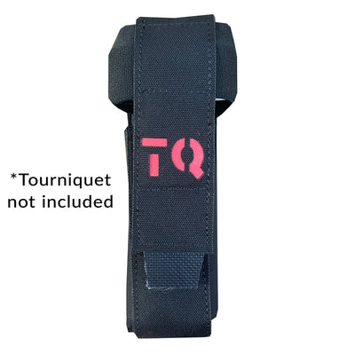 Black Universal Tourniquet Holder Gen2, Front with tourniquet 