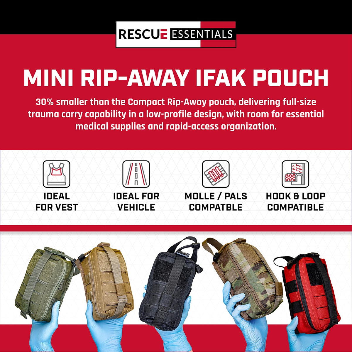 Rescue Essentials Mini Rip-Away IFAK Pouch