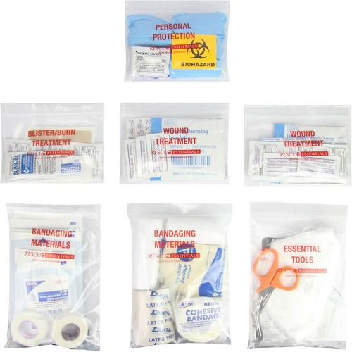 Law Enforcement LE Vehicle First Aid Kit contents laid out