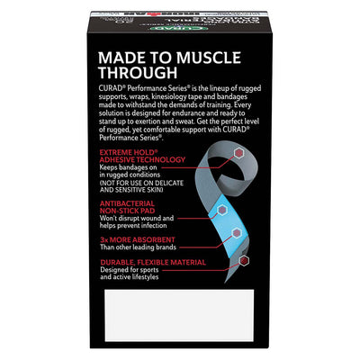 Curad Performance Series Bandages, back of box