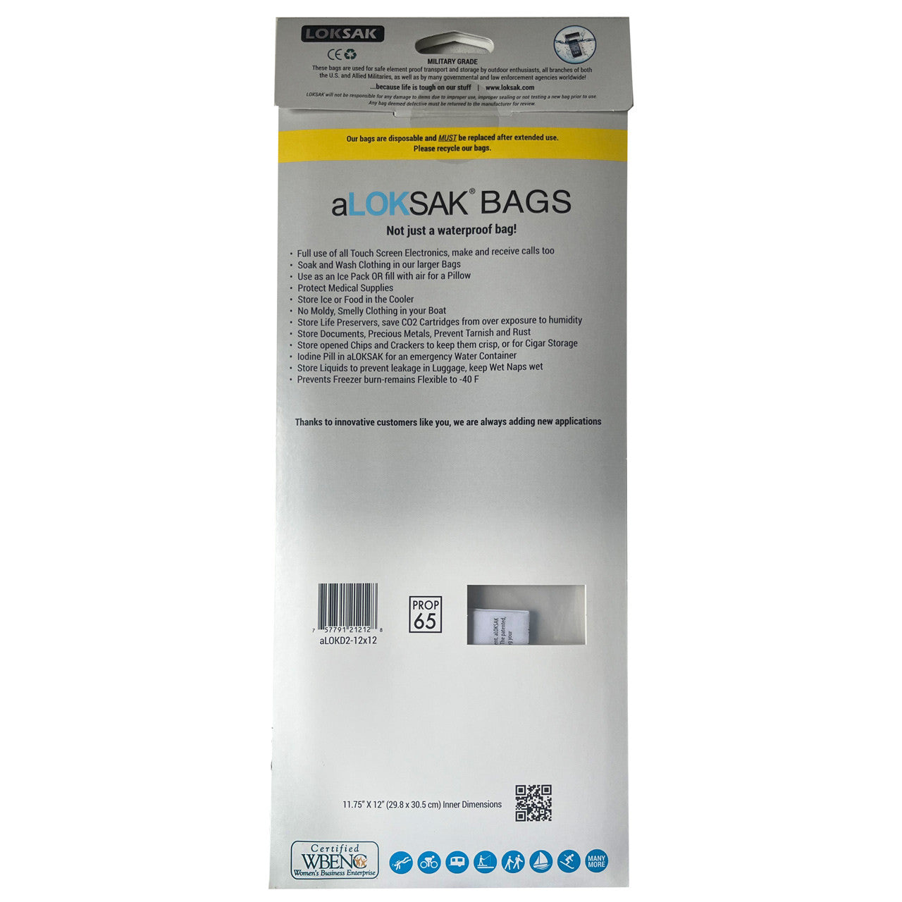 aLOKSAK® Waterproof Bags, Packaging