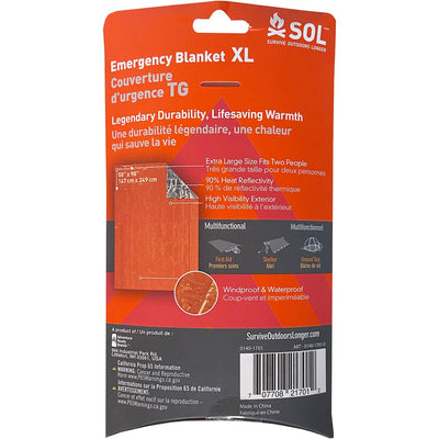 Heatsheets® Survival Blanket, packaged, back