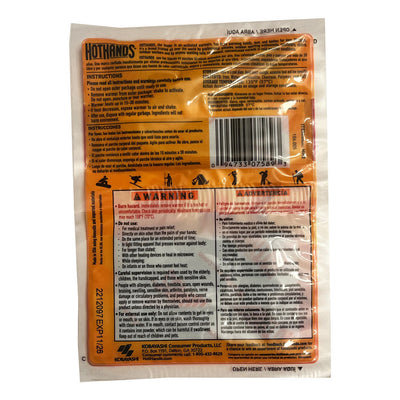 Hand Warmers, back of packaging 