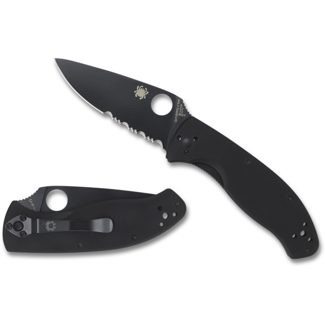 G-10 Knife, open and closed (Black blade)