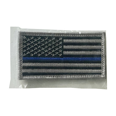 Embroidered Thin Blue Line Flag Patch, packaged