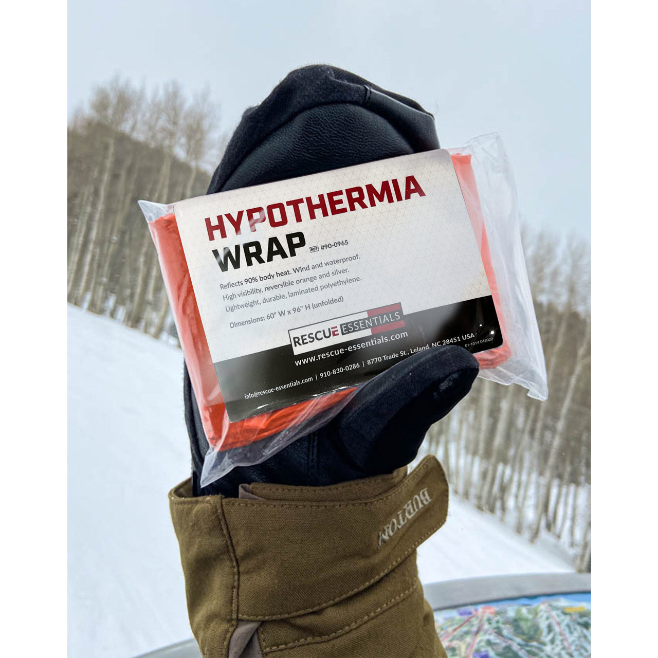 Orange Hypothermia Wrap, in hand