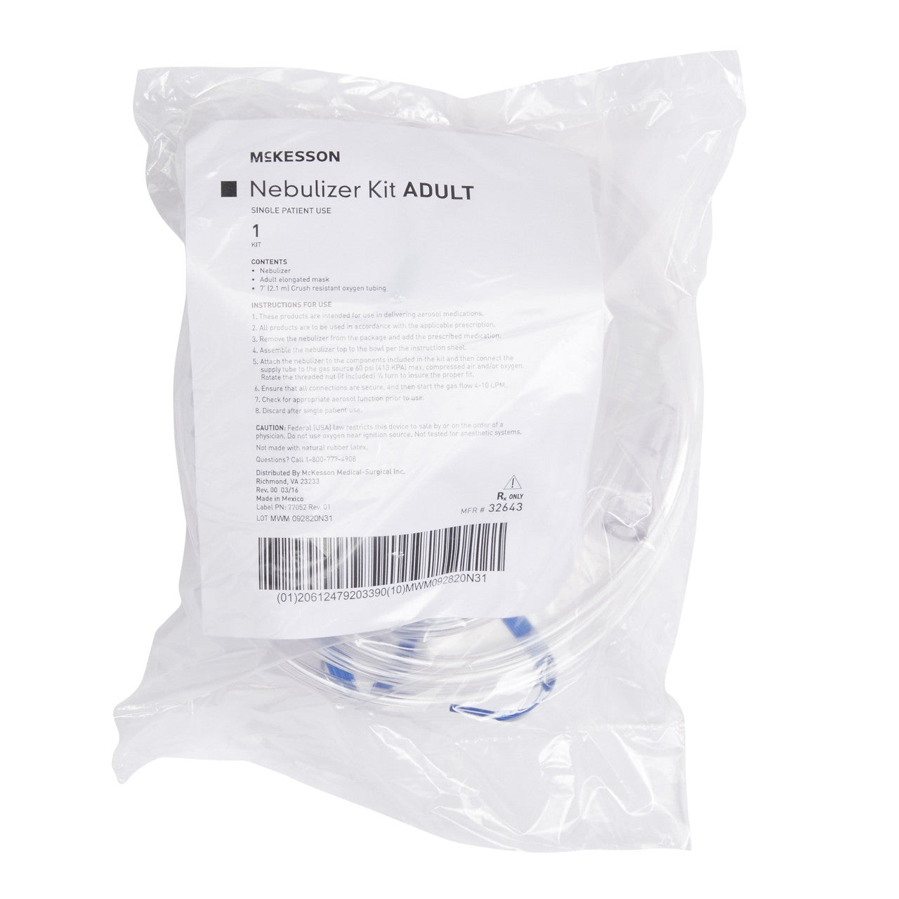 Nebulizer Mask Kit in packaging, Adult size