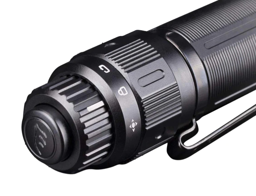 Fenix PD36 Tactical Flashlight, button close up