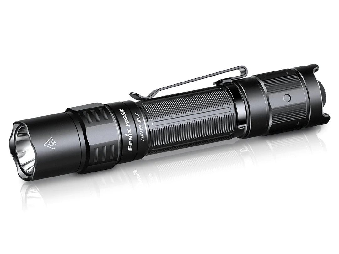 Fenix PD35R Rechargeable Tactical Flashlight, Side view showing clip