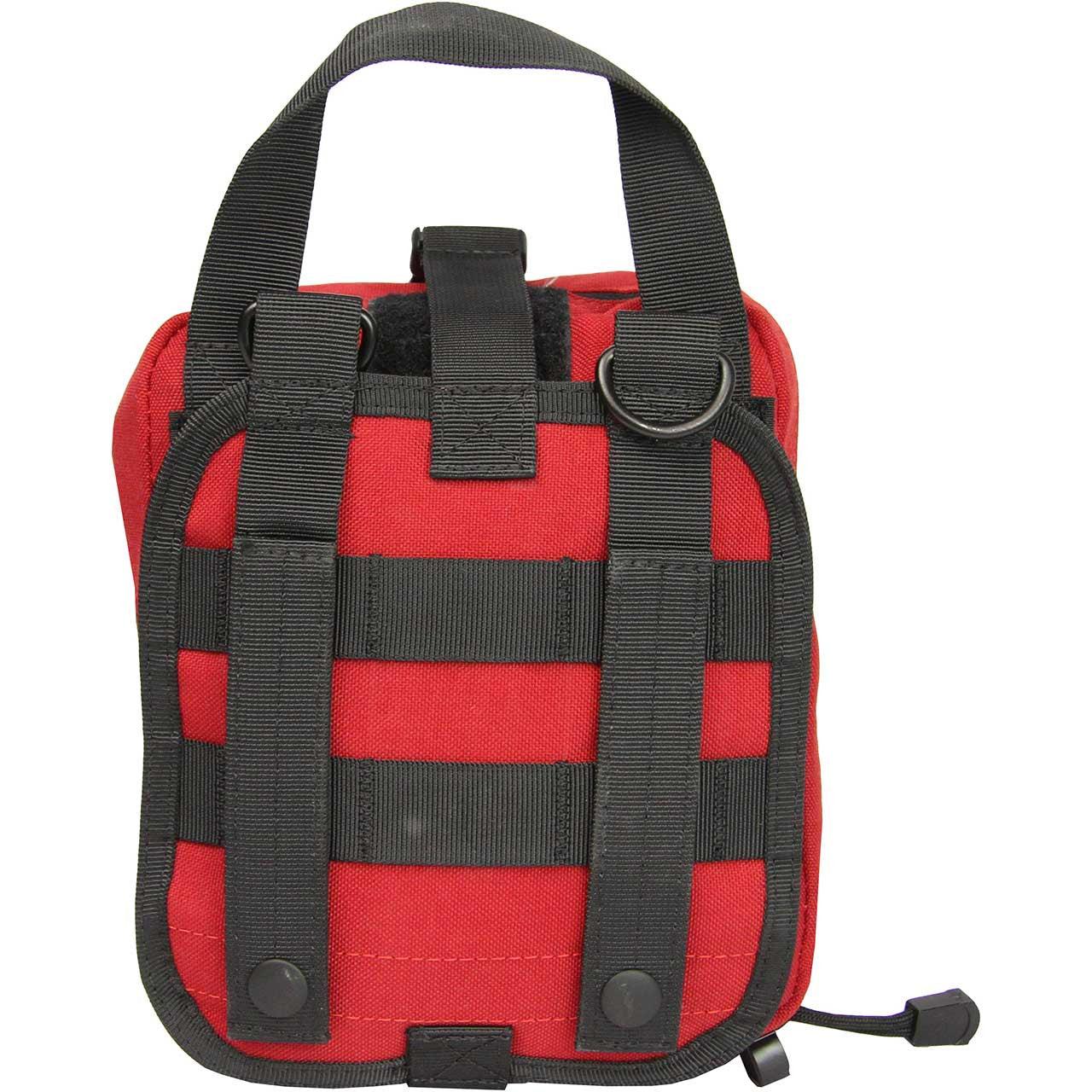 Home Defense Trauma Kit by rescue essentials in red pouch back side view