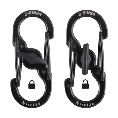 S-Biner® MicroLock® Stainless Steel, showing locked and unlocked position 