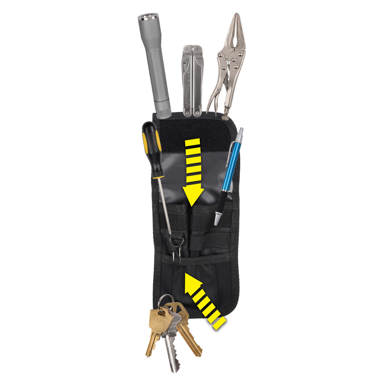 Clip Pock-Its® XL Utility Holster, open with contents