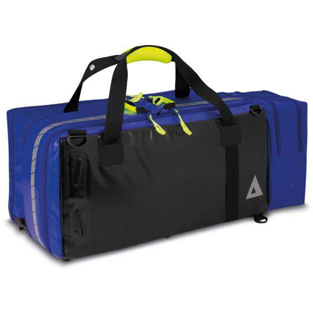 PAX Oxy Compact Bag, horizontal back view with suction pump bag attachment, straps extending upwards. 