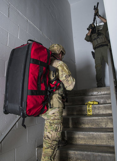 Rolling Mass Casualty Kit, being used in backpack mode
