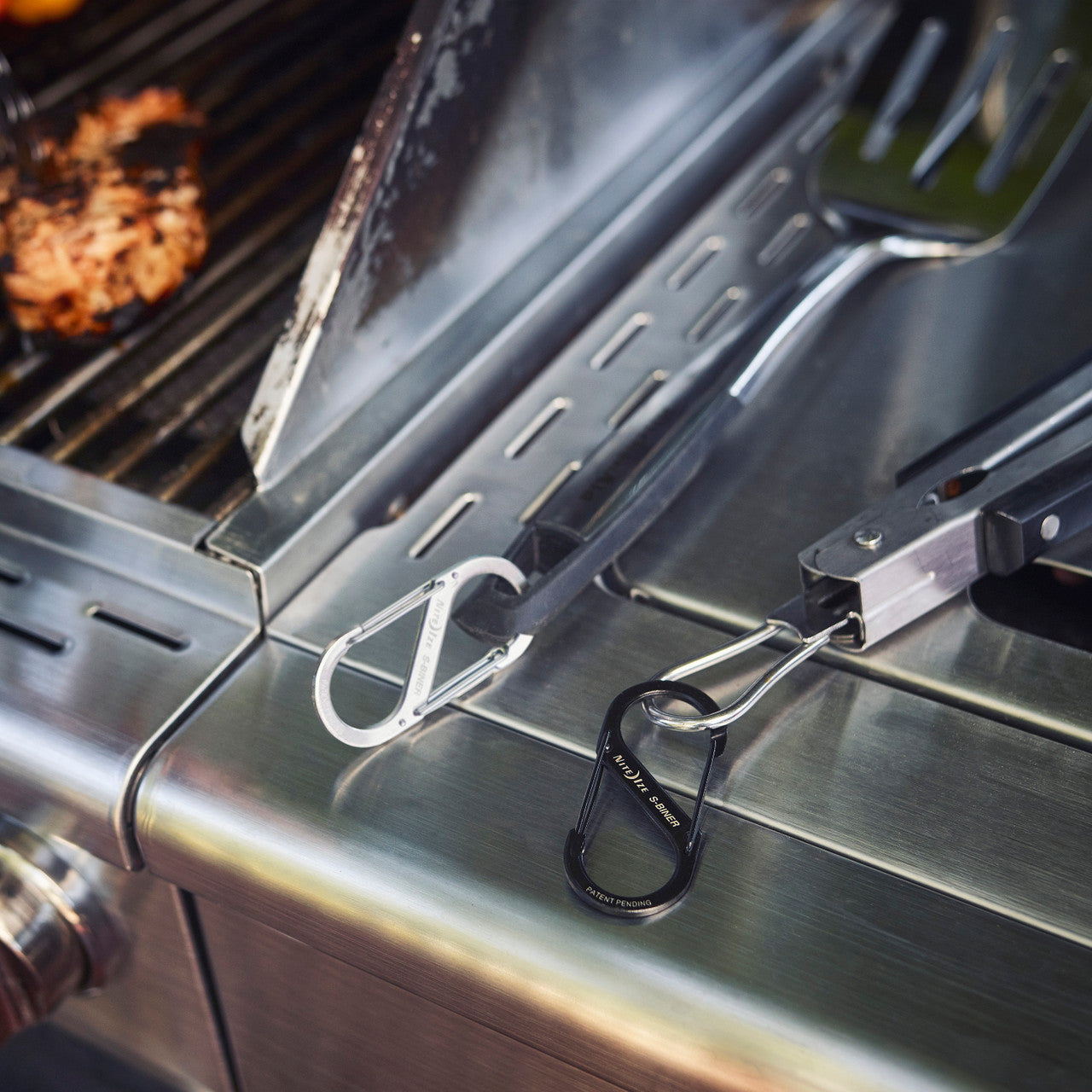 S-Biner® Stainless Steel Dual Carabiner #3, In use with grill