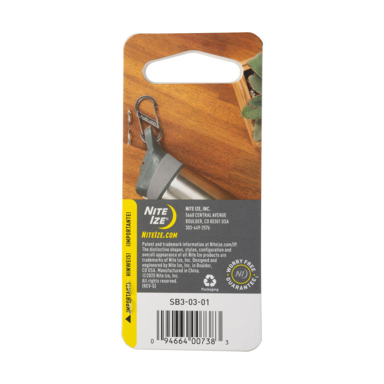 S-Biner® Stainless Steel Dual Carabiner #3, In packaging - back