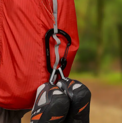 SlideLock® Carabiner Stainless Steel #4, in use on backpack