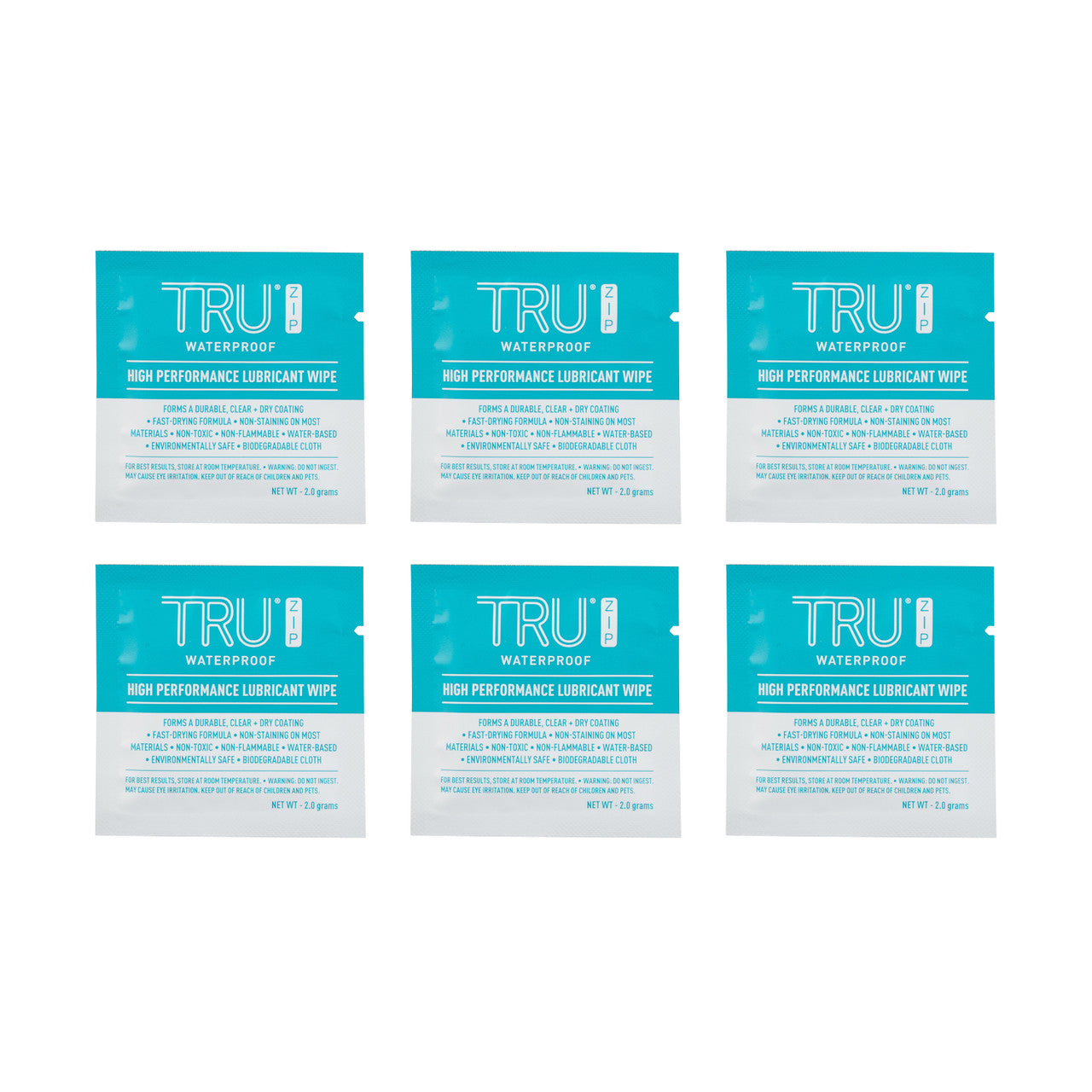 TRU® Zip High Performance Lubricant Wipes, 6 count