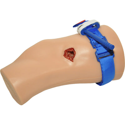 Light Tone PCT3 Leg Trainer by TrueClot with gunshot wound on leg