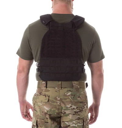 Tactical TacTec Plate Carrier -Black, On model back view