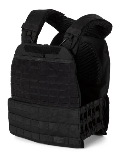 Tactical TacTec Plate Carrier -Black, Front angled view