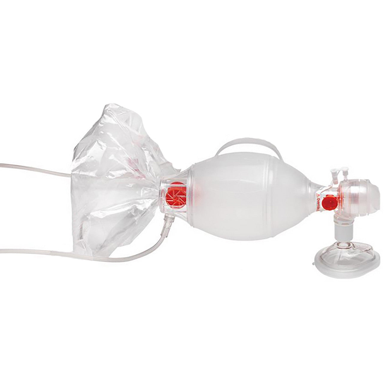 Ambu SPUR II Pediatric/Infant/Neonatal BVM,  Side view.