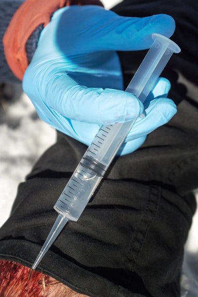 12cc Irrigation Syringe, in use